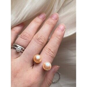sterling silver double pearl ring